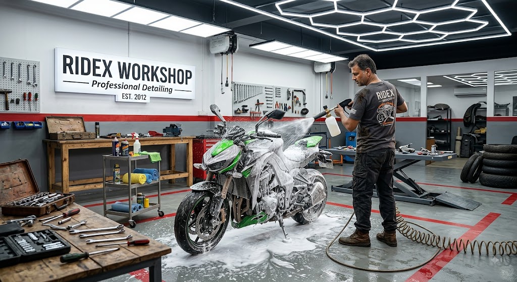 Motorcycle foam wash and cleaning process