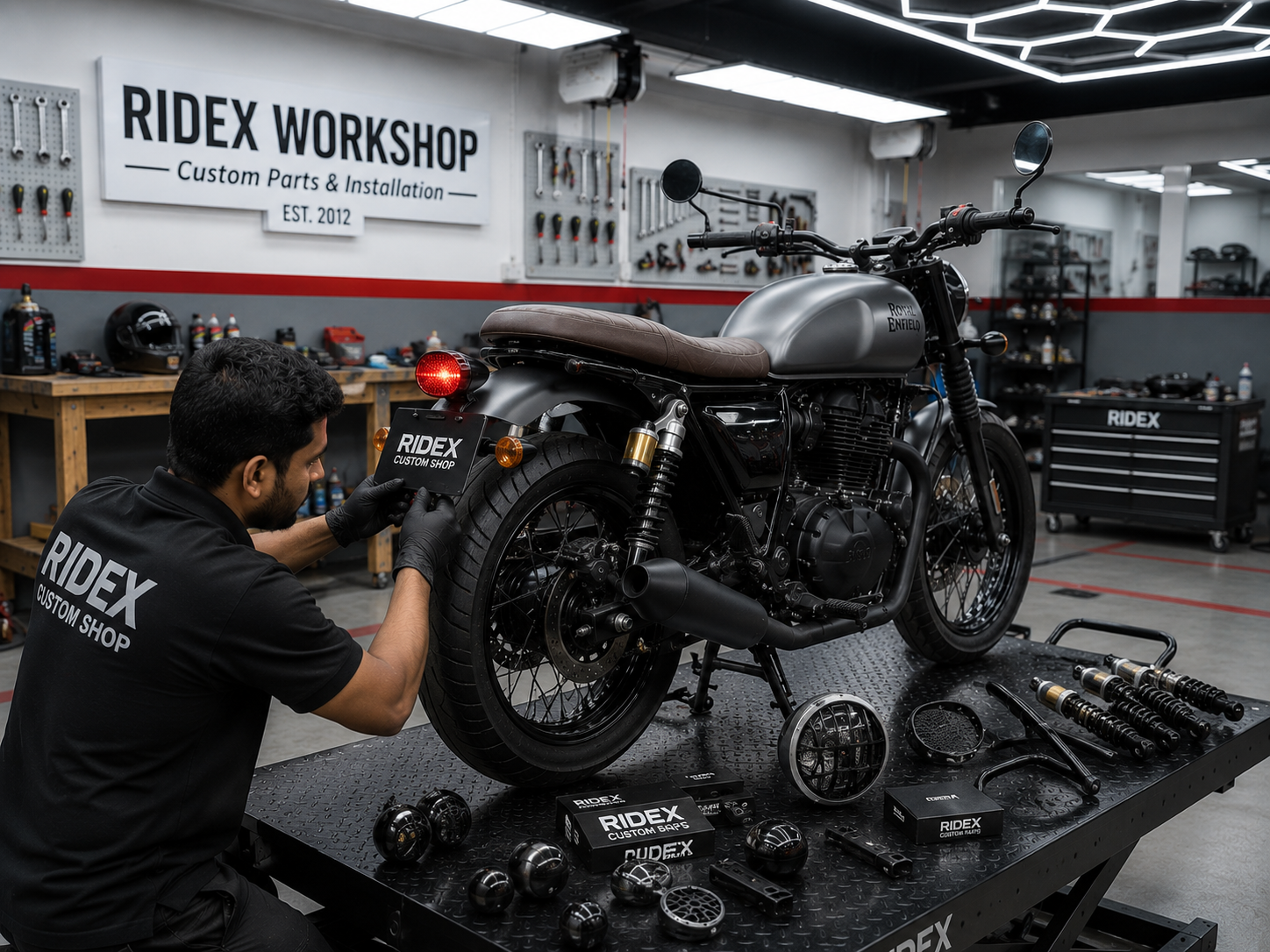 Motorcycle accessories and custom parts installation